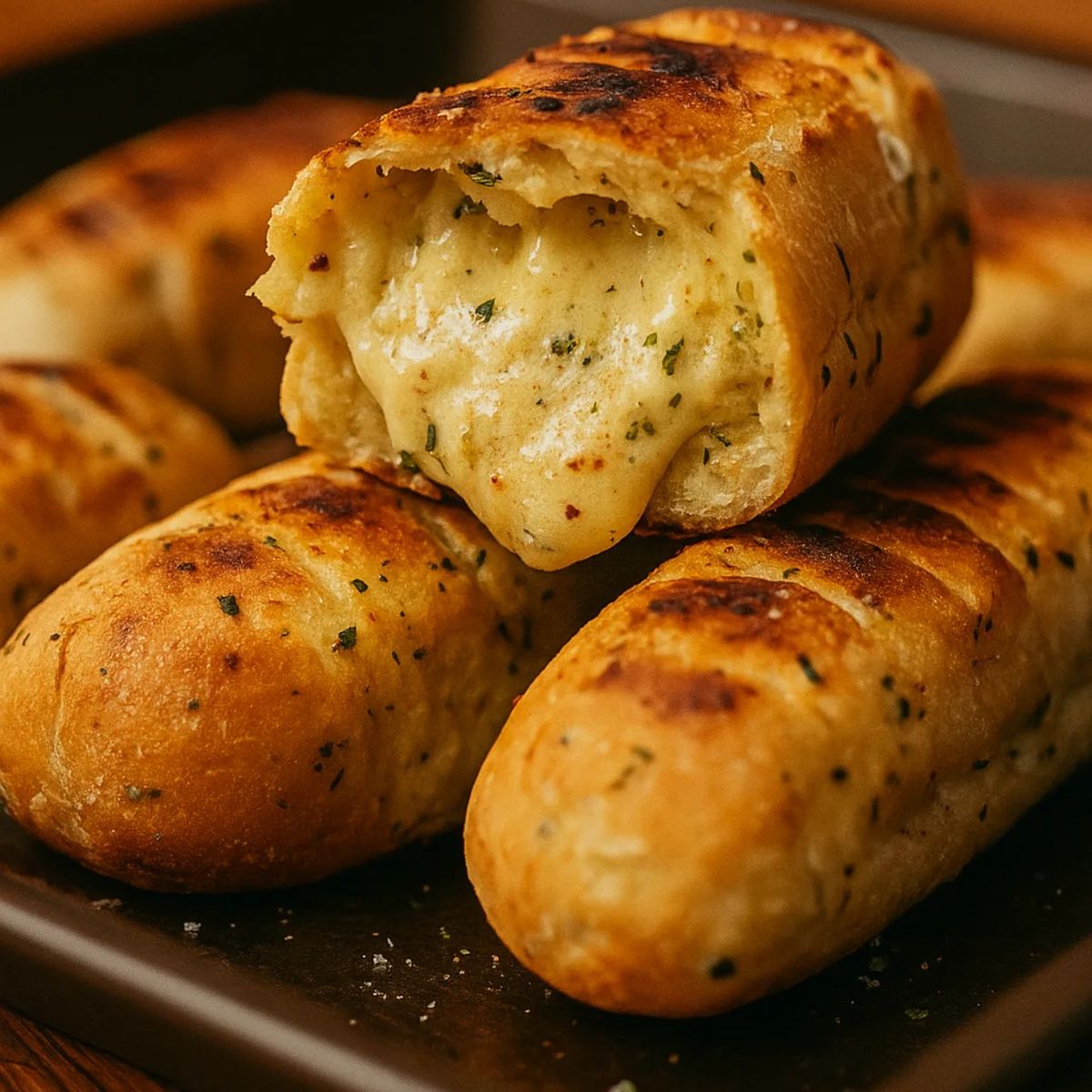 Pão de alho recheado com queijo