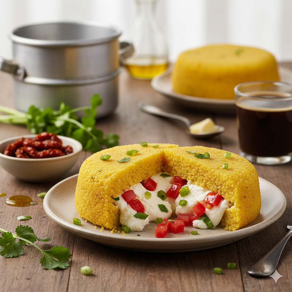 Cuscuz Nordestino Recheado com Queijo e Tomate