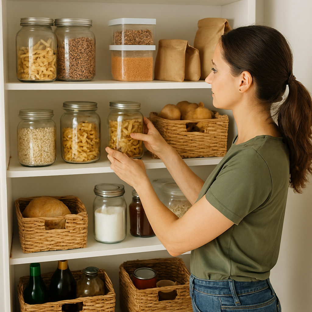 Transforme sua rotina com uma despensa impecavelmente organizada, que não só economiza espaço e dinheiro, mas também simplifica a escolha e o preparo das refeições diárias.