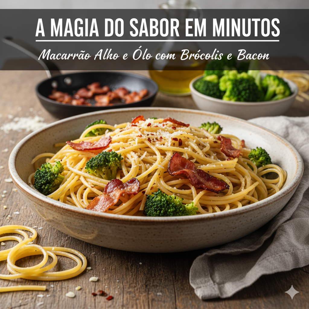 Macarrão Alho e Óleo com Brócolis e Bacon