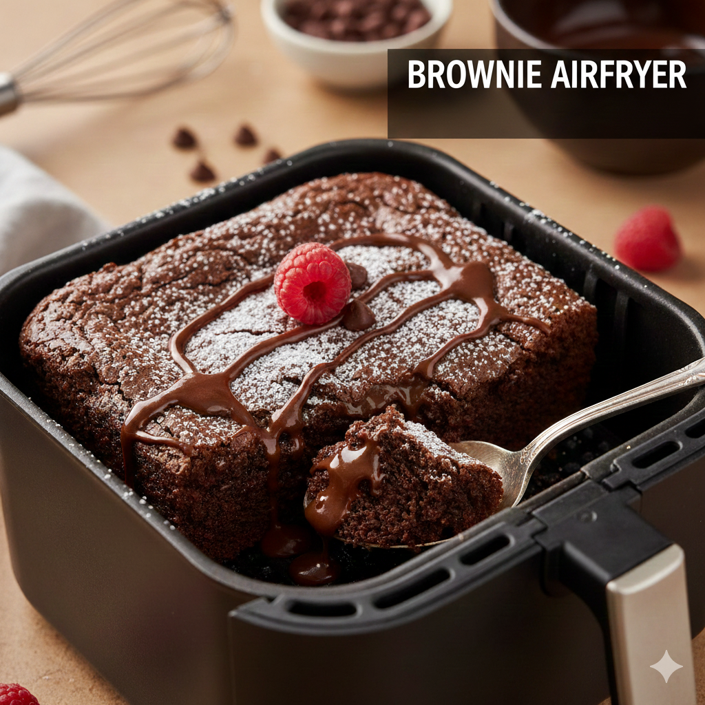 Experimente esta receita rápida de brownie na airfryer para satisfazer sua vontade de doce em poucos minutos!