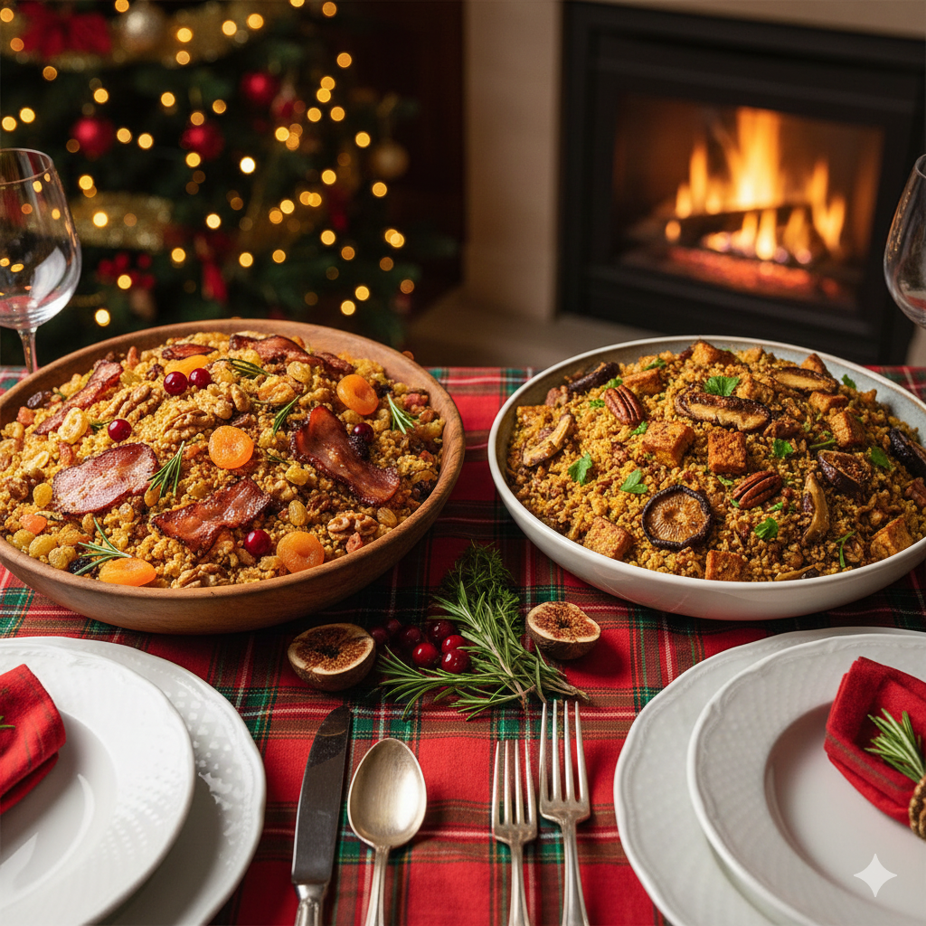 Celebre o Natal com esta deliciosa Farofa Natalina, que apresenta uma rica mistura de frutas secas, bacon crocante e uma saborosa alternativa vegana. Perfeita para a sua mesa festiva!