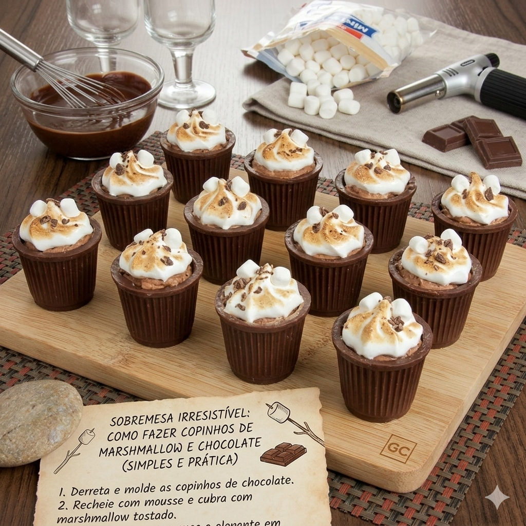 Copinhos de Marshmallow e Chocolate de Forma Simples e Prática