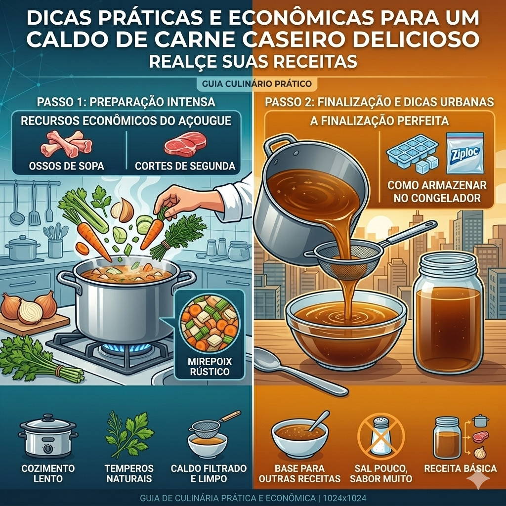 Como Fazer Caldo de Carne Caseiro com Vegetais e Temperos