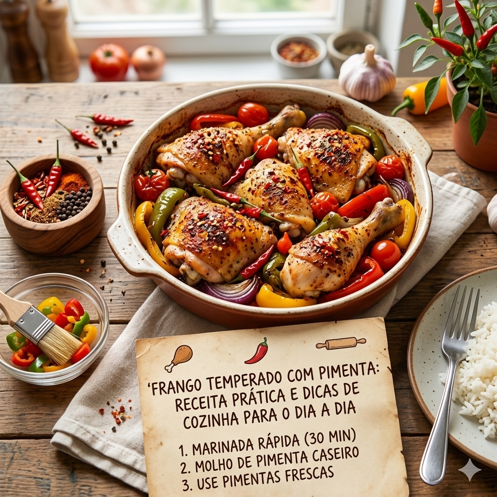 Descubra como preparar um delicioso Frango Temperado com Pimenta que trará um toque picante e saboroso às suas refeições diárias!