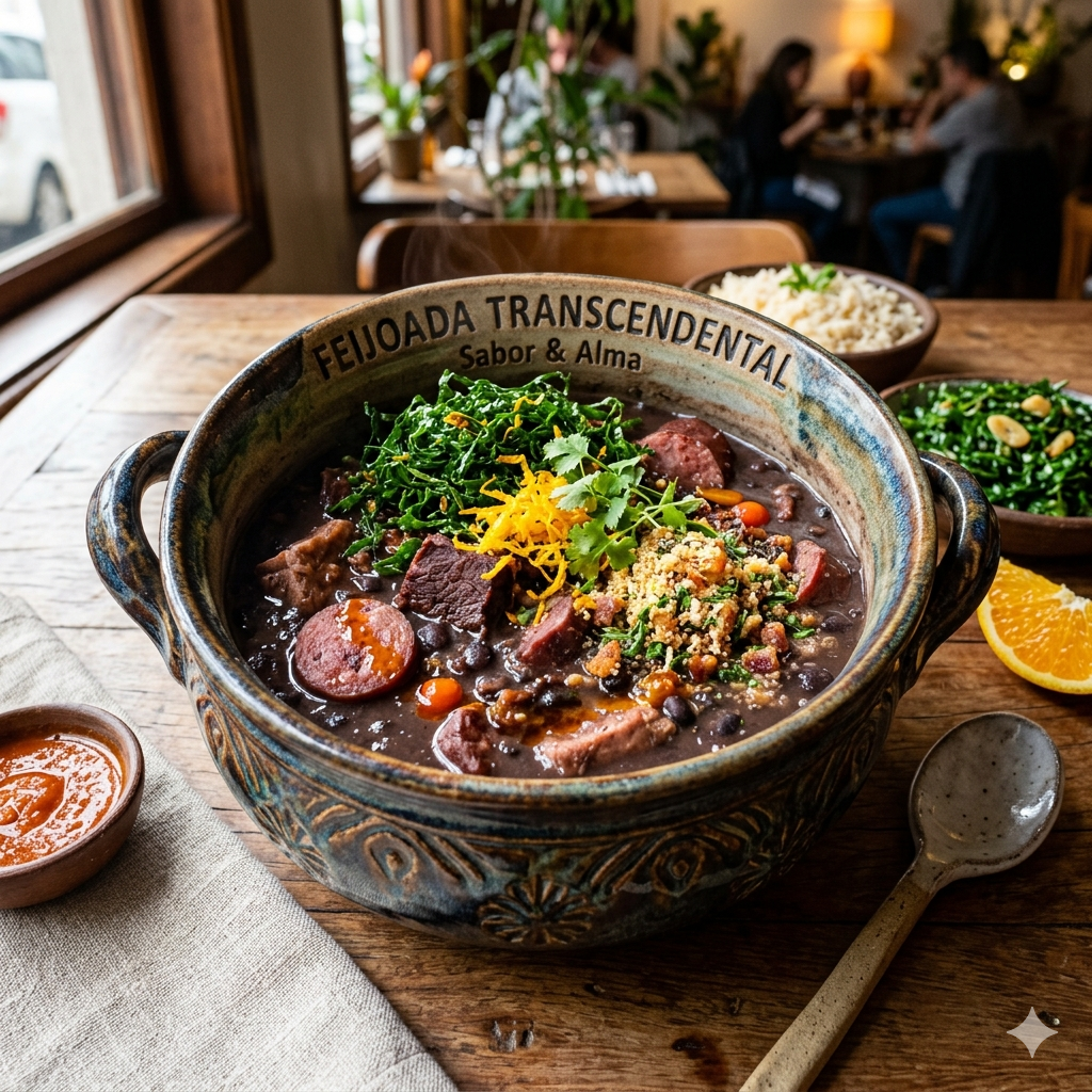 Experimente a deliciosa Feijoada Transcendental, um clássico brasileiro reinventado para agradar seu paladar moderno, perfeito para 8 pessoas em apenas 2 horas!
