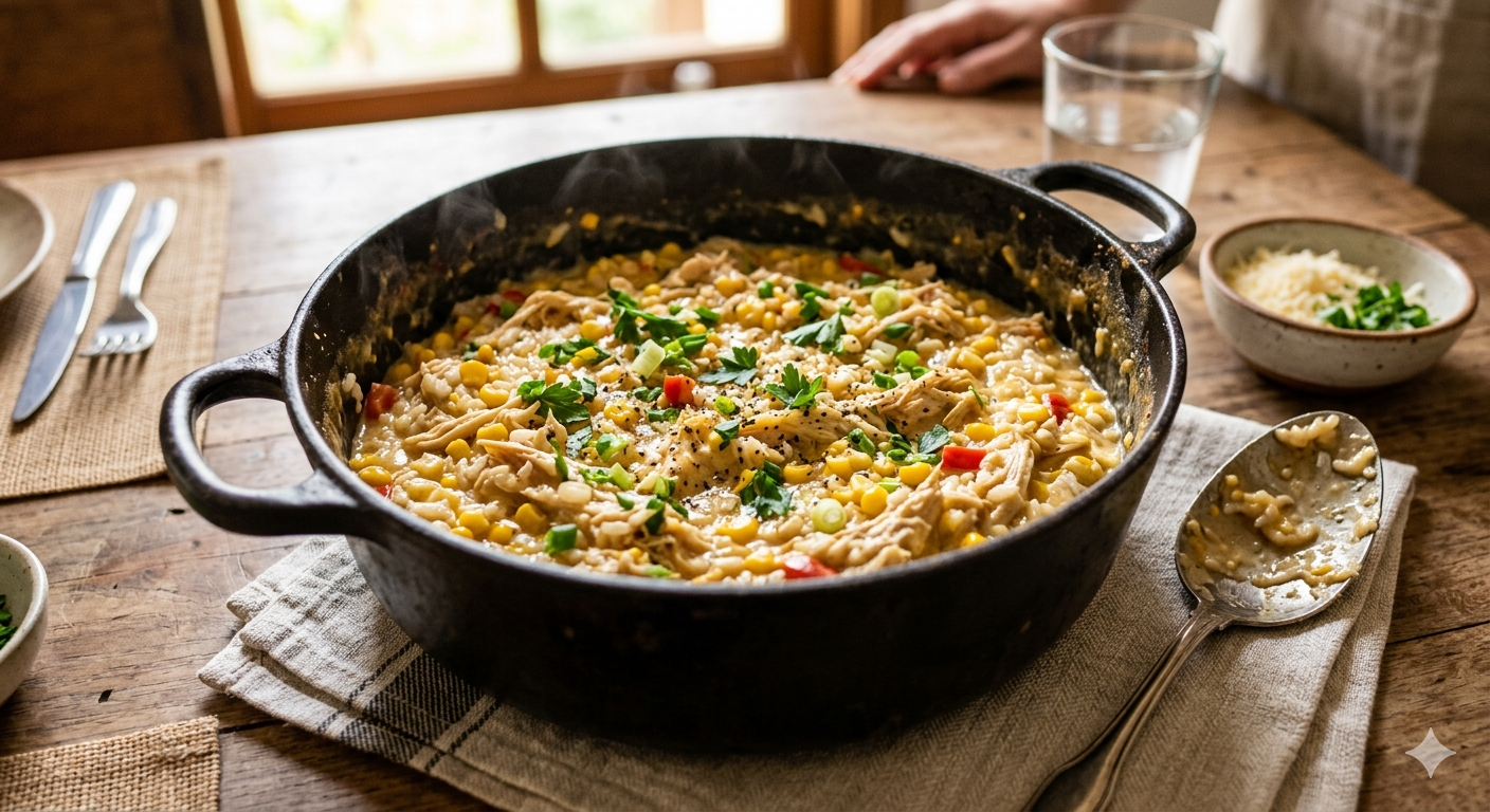 Image for Arroz Cremoso de Uma Panela Só com Frango e Milho: Praticidade e Sabor em Minutos!