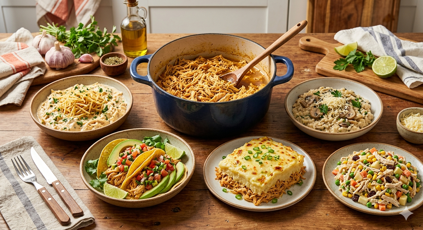 Image for Frango Desfiado Coringa: 5 Receitas Práticas e Saborosas com Uma Única Panela