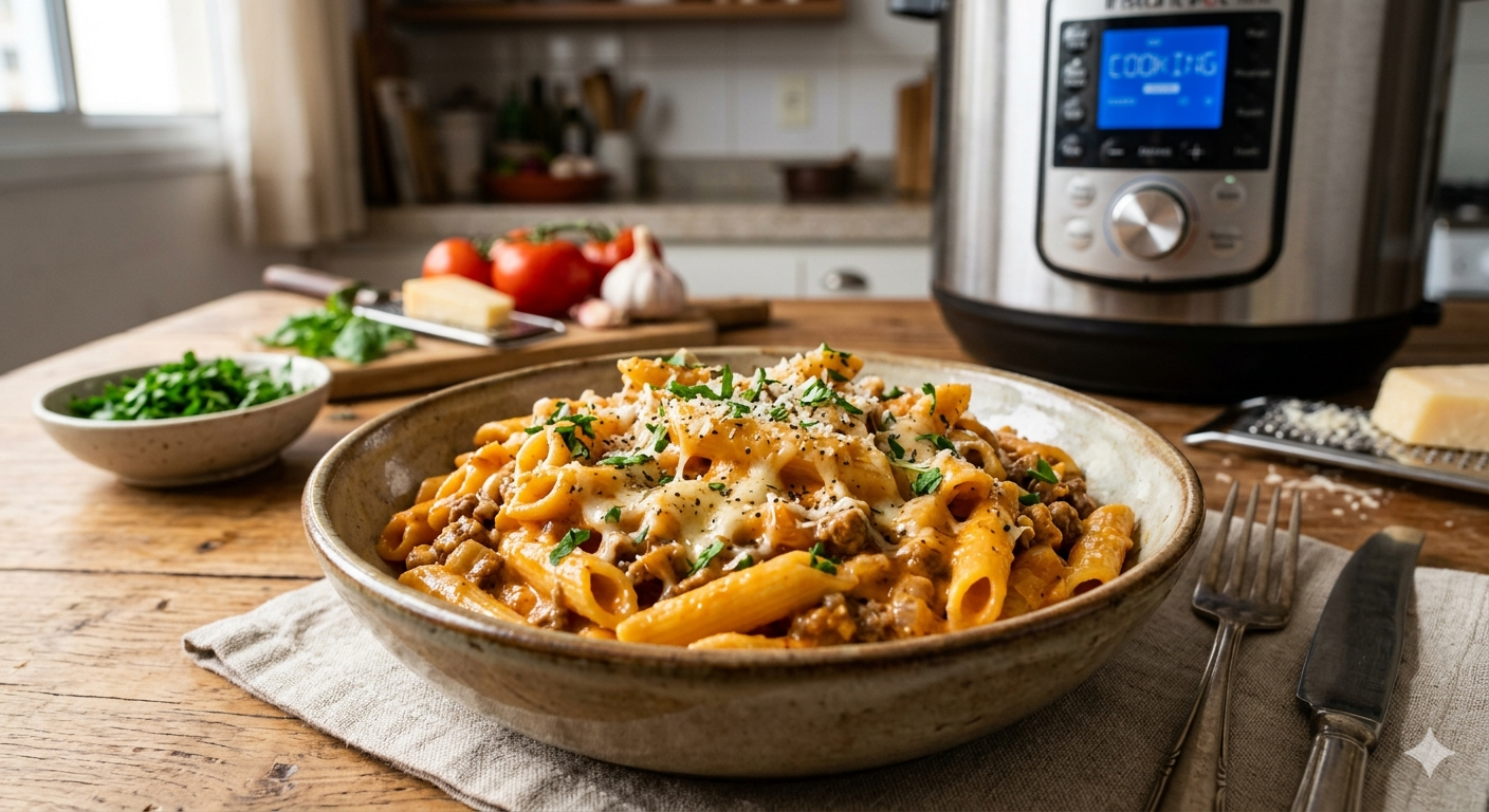 Image for Macarrão Cremoso na Panela de Pressão: Sabor e Praticidade Sem Creme de Leite!