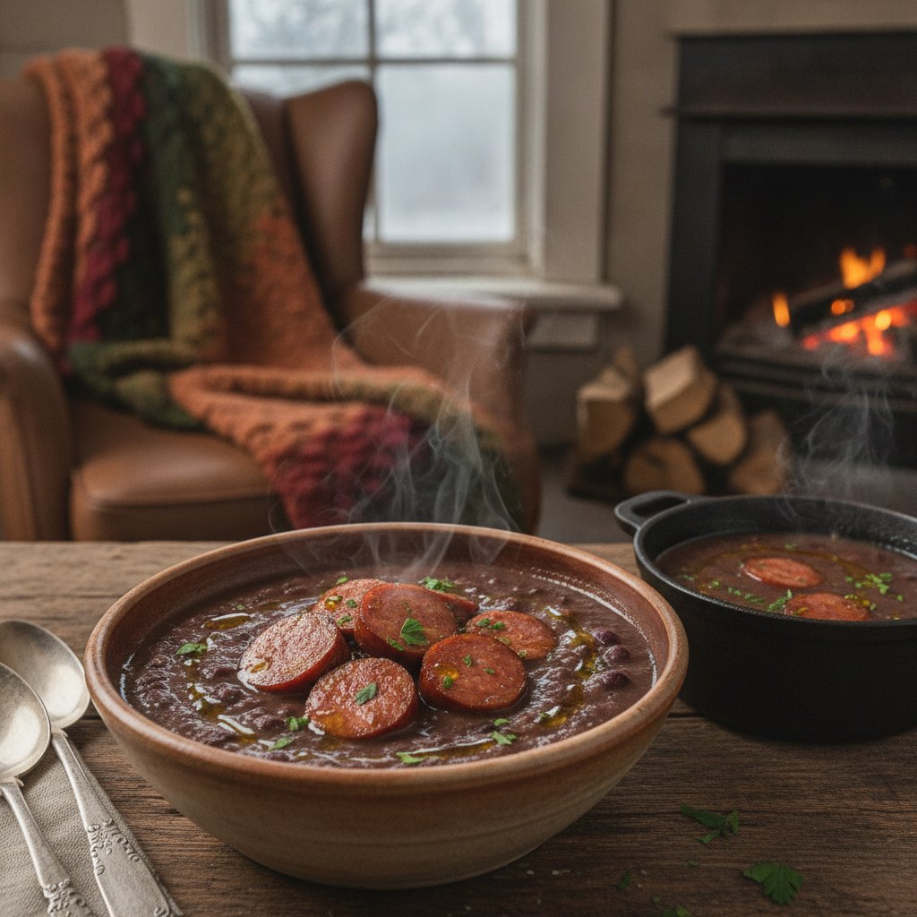 Caldo de Feijão Com Linguiça para Espantar o Frio - Prato Único Econômico